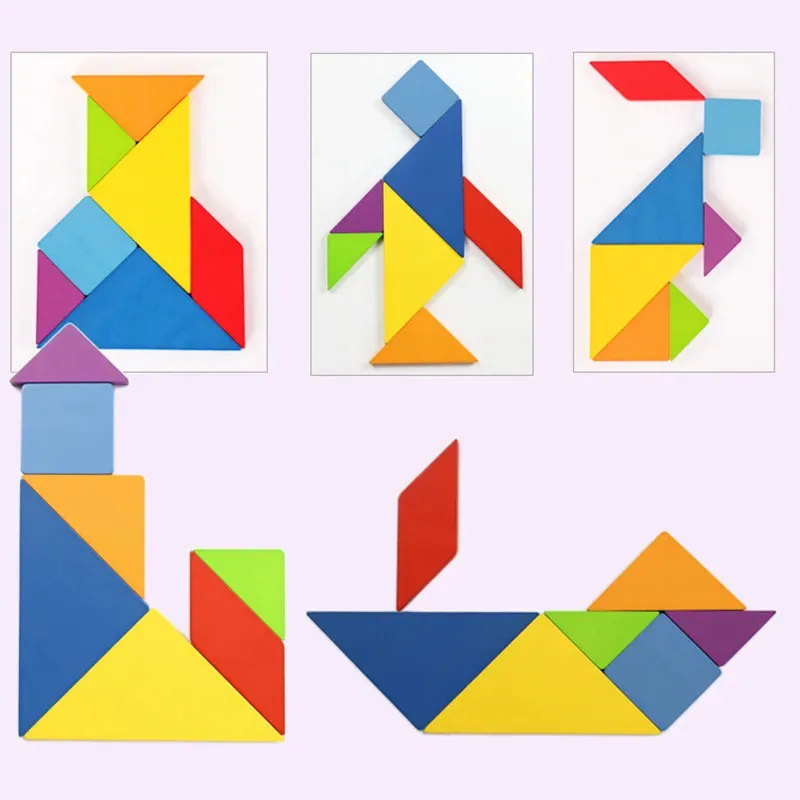 Tangram Colorido Jogo Educativo Montessori com formas e figuras para estimular a criatividade infantil