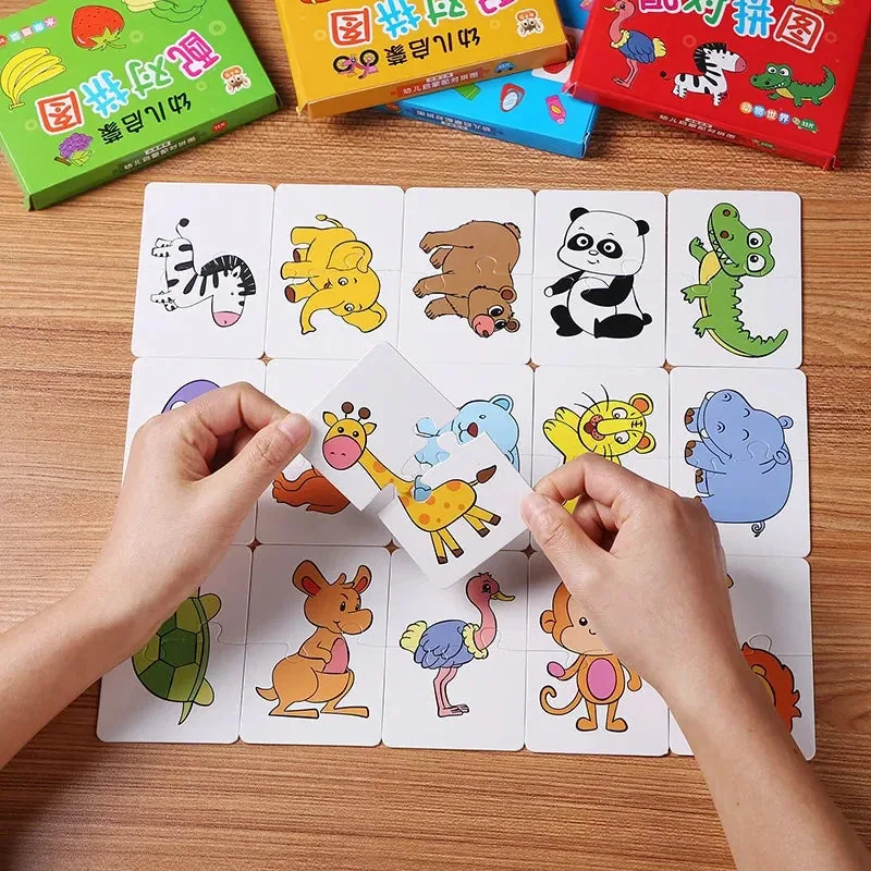 Quebra Cabeça Montessori com animais coloridos e montagem divertida