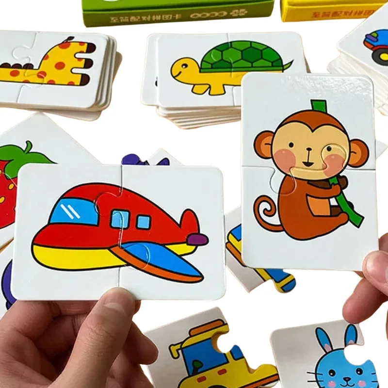 Quebra Cabeça Montessori de 32 peças com desenhos divertidos para aprendizado infantil