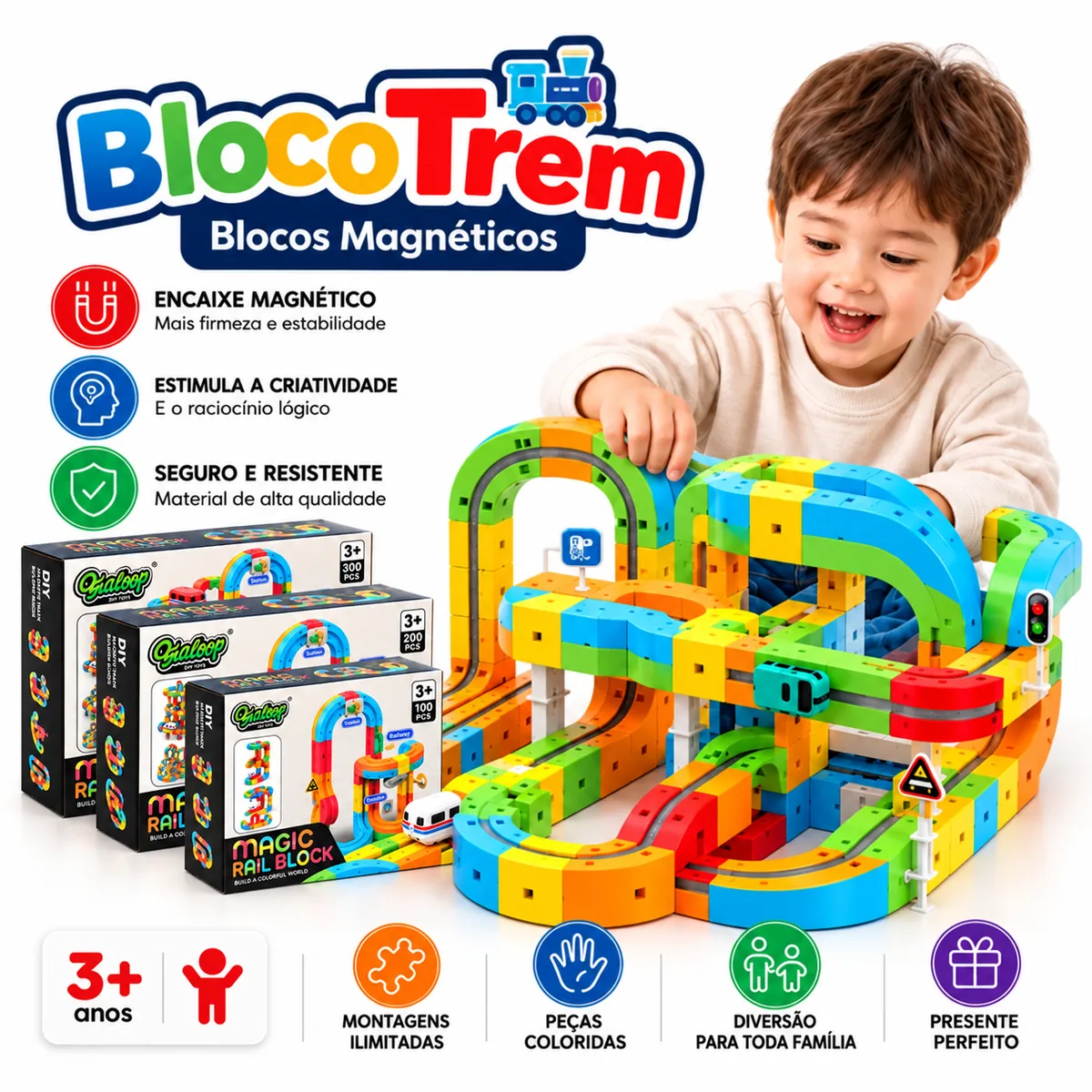 BlocoTrain - Blocos Magnéticos com Trenzinho Elétrico