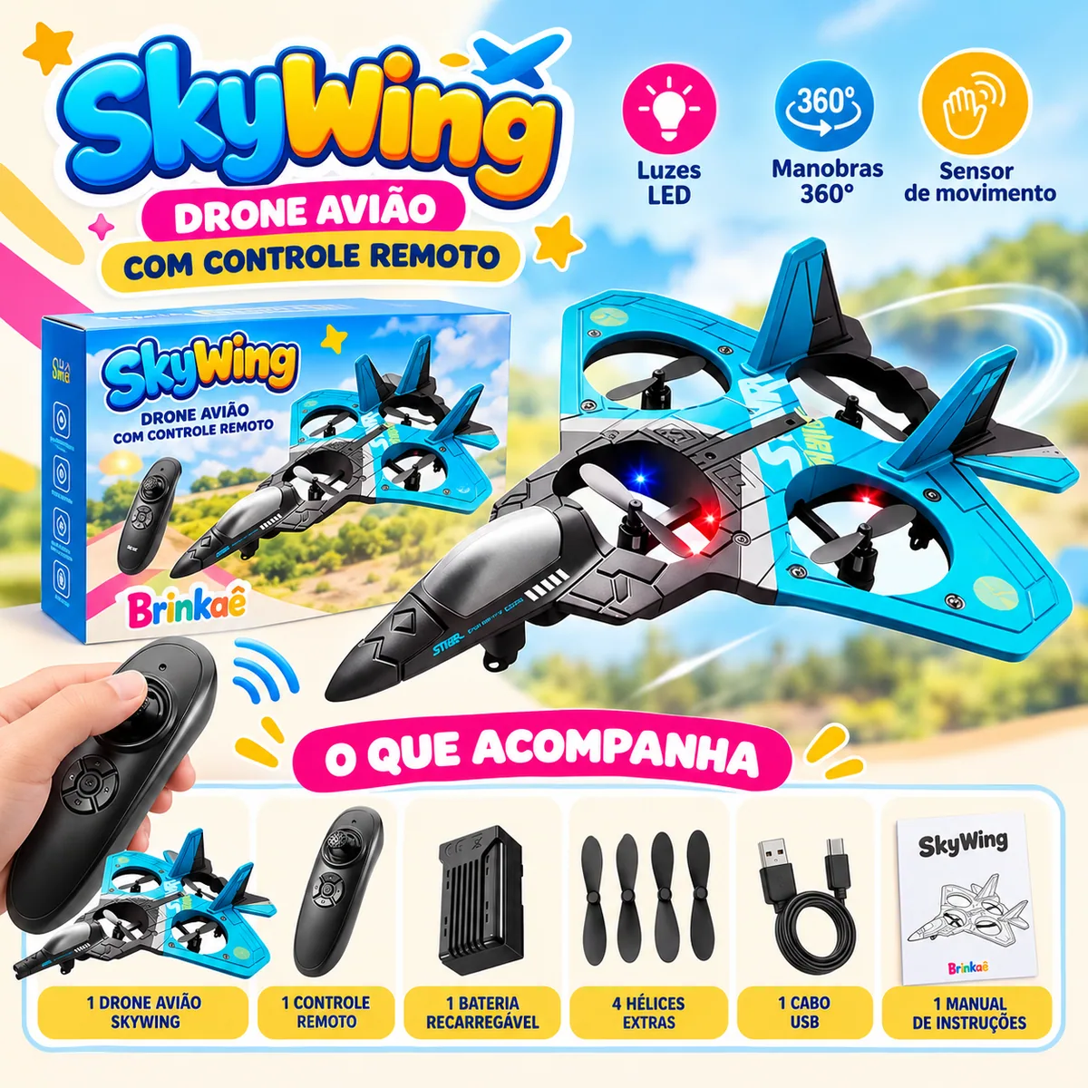 SkyWing — Drone Avião Com Controle Remoto — imagem 3